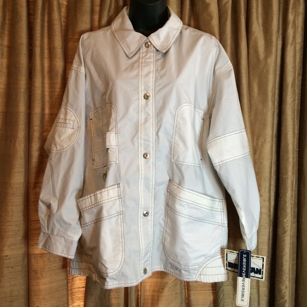 SOLD!! Completely Reversible Braetan Rain Coat Blue/White - Picture 2 of 8